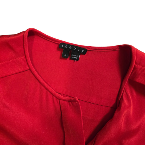 Theory Brunella stretch silk red dress size 2 - Picture 5 of 8